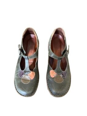 Joseph Siebel Green Floral Leather Mary Janes